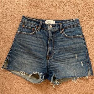 High rise denim shorts